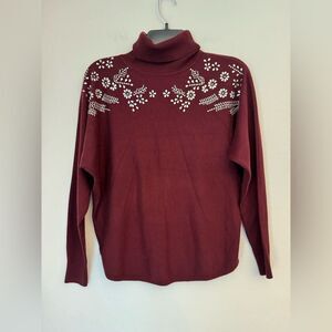 NWT Liv Milano Beaded Turtleneck Sweater - Size Small